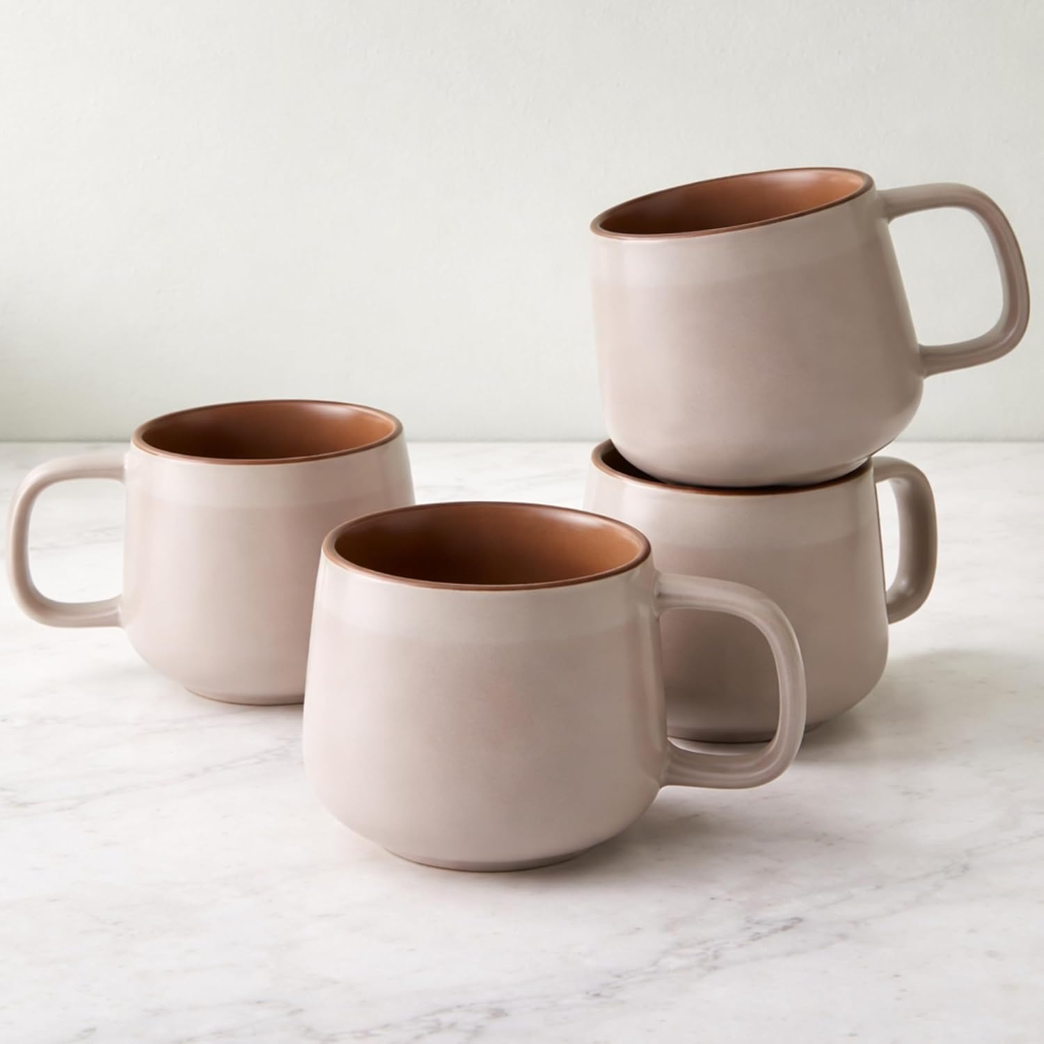 Sage Ash Stoneware Coffee Mug Set – 12 oz Nordic Ceramic Cups, Set of 4